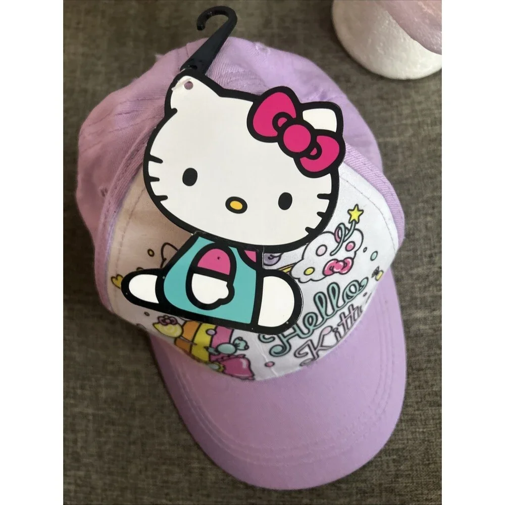 HELLO KITTY Girl's Adjustable Baseball Cap Hat Rainbow Purple